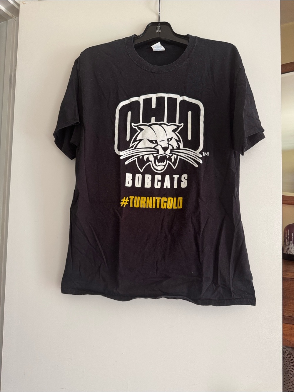 Black Ohio Bobcats Graphic Tee with White and Gold Print